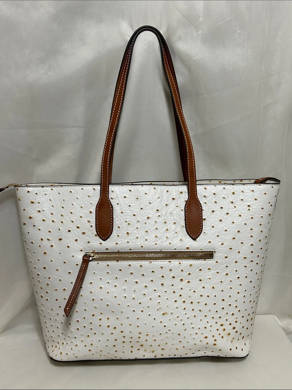Dooney & Bourke Ostrich Tote In Bone